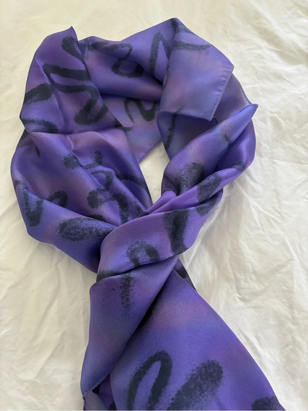 1980s Vintage Cleo France hand painted silk scarf